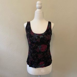 VINTAGE SHIMMERY FLORAL TANK TOP